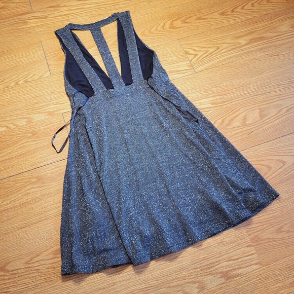 Free People Dance Of The Night Metallic Silver V Neck Mini Dress Size Small - Picture 14 of 16